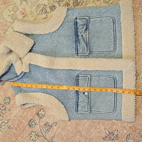 Jason Wu Edit Medium Blue Wash  Sherpa Denim Vest Size Small - Picture 14 of 16